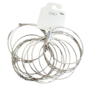 Cato Boho Chic Silver Tone X Large Bundle Bracelets Minimalist Layering Modern